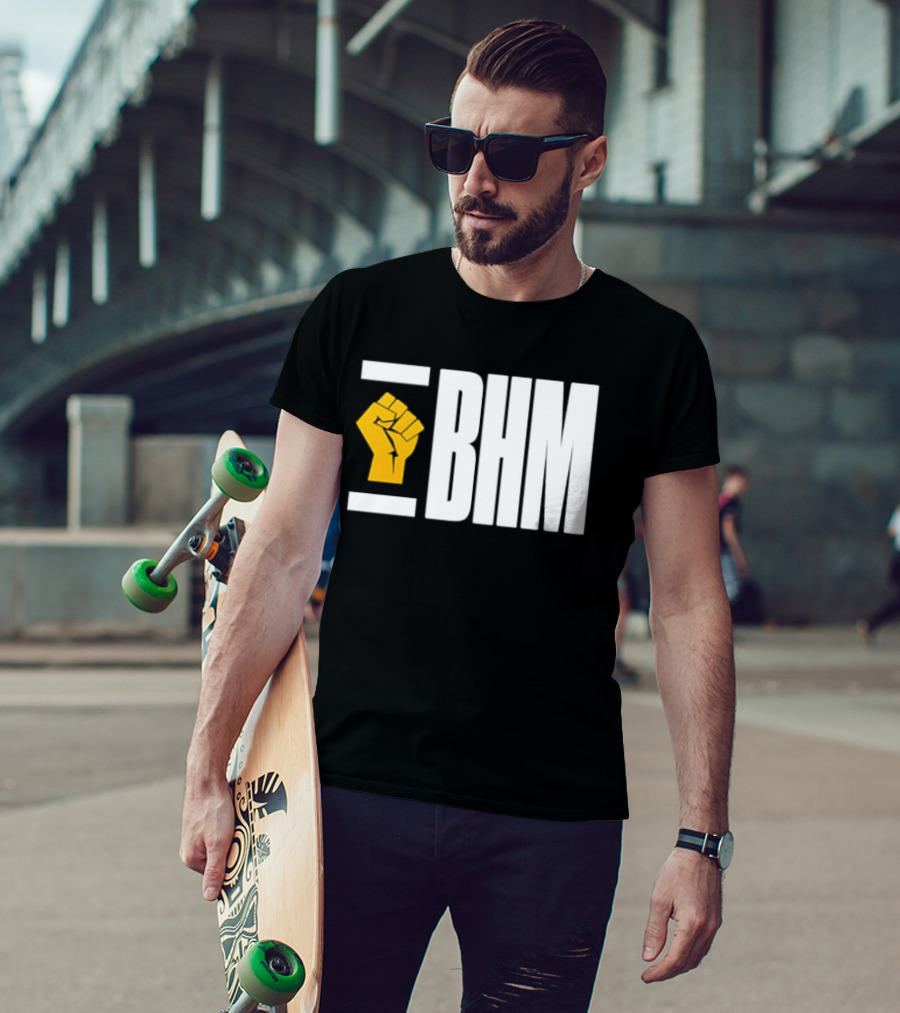BHM Black History Month Yellow Raised Fist T-Shirt