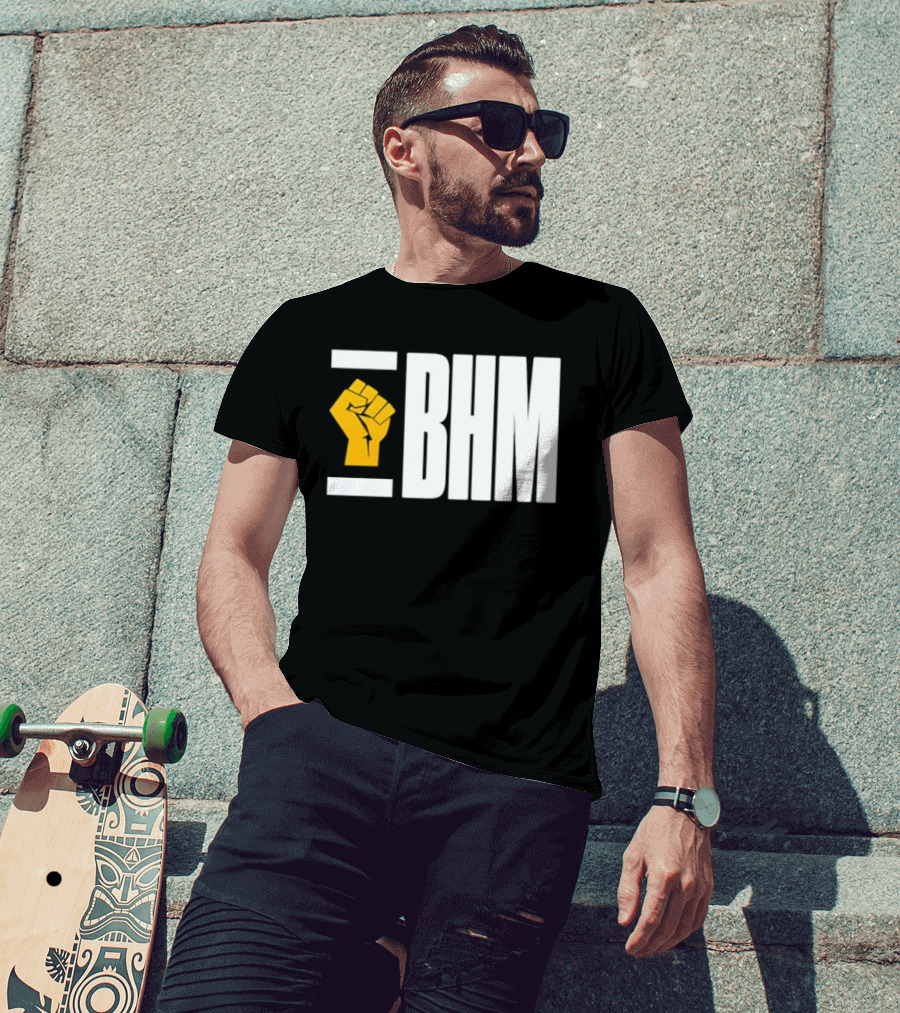 BHM Black History Month Yellow Raised Fist T-Shirt