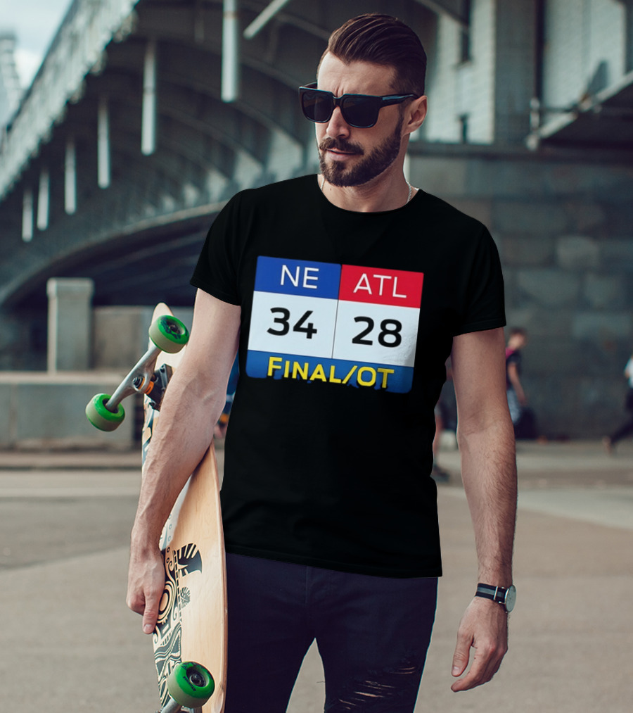 NE 34 ATL 28 Final OT Super Bowl LI Scoreboard T-Shirt