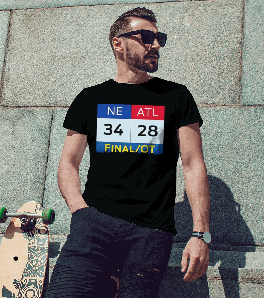 NE 34 ATL 28 Final OT Super Bowl LI Scoreboard T-Shirt
