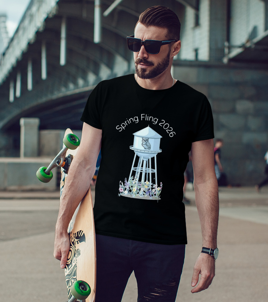 Spring Fling 2026 Owl Water Tower Blossoms T-Shirt