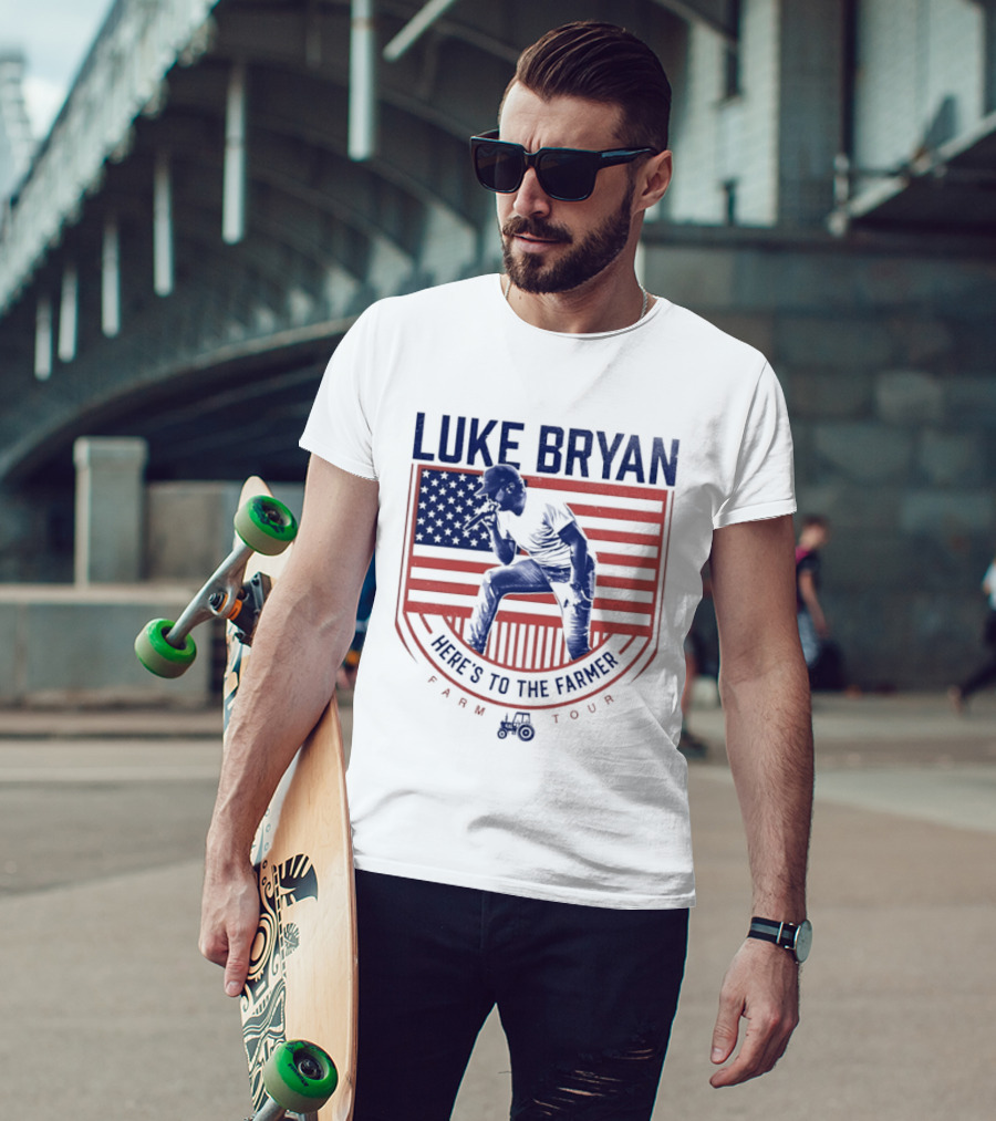 Luke Bryan Here's To The Farmer Farm Tour USA Flag T-Shirt