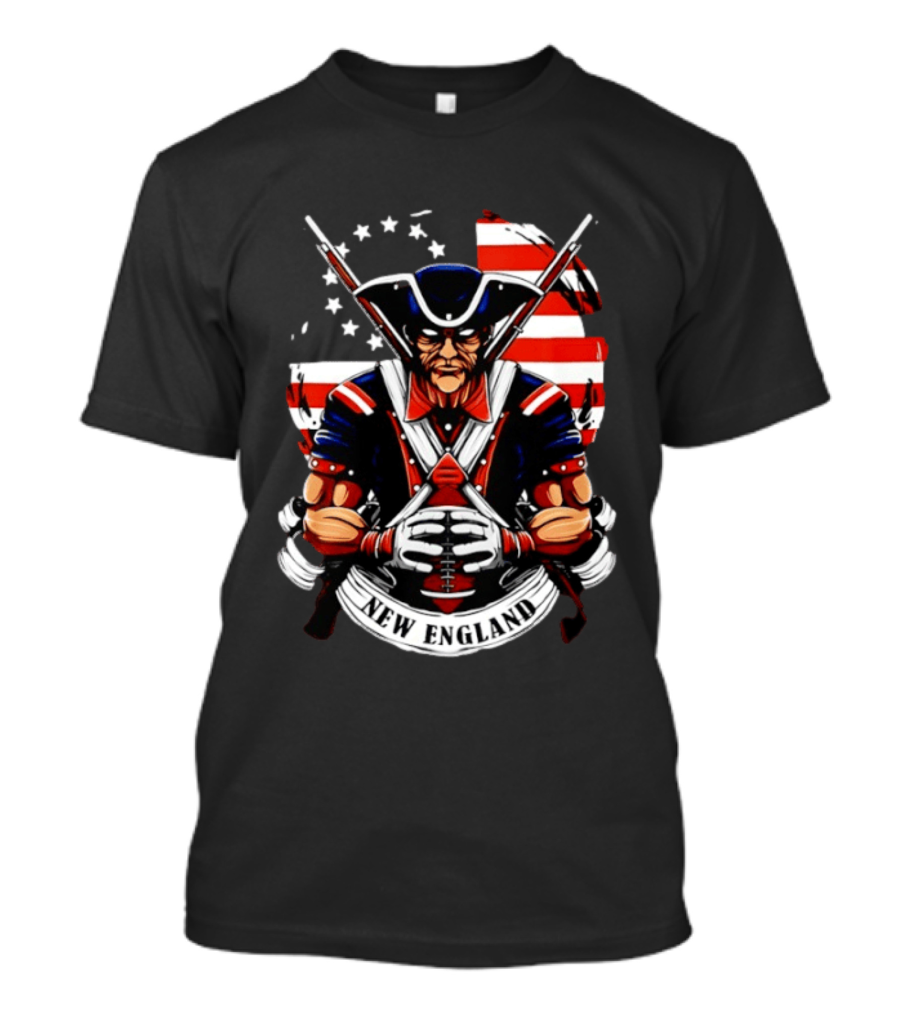 Patriotic New England Patriots American Flag Football Player T-Shirt