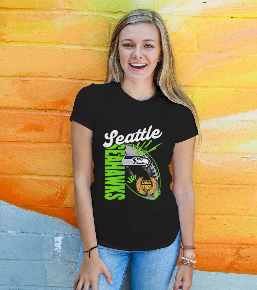 Seattle Seahawks USA 250 Gold Standard Football T-Shirt