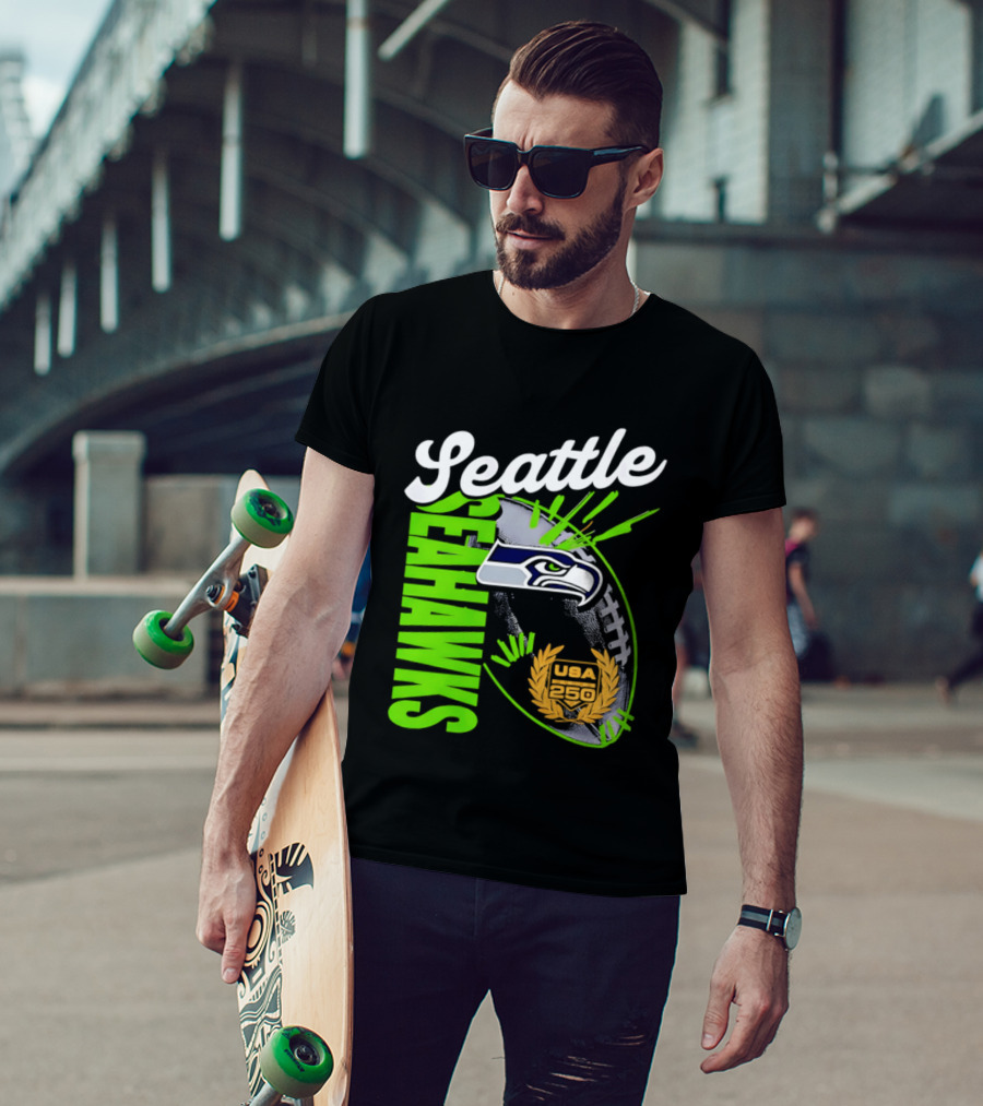 Seattle Seahawks USA 250 Gold Standard Football T-Shirt