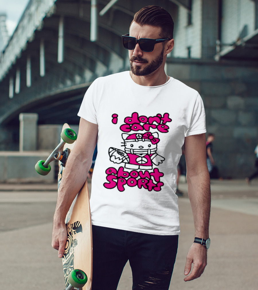 Hello Kitty I Don't Care About Sports Playful Attitude T-Shirt