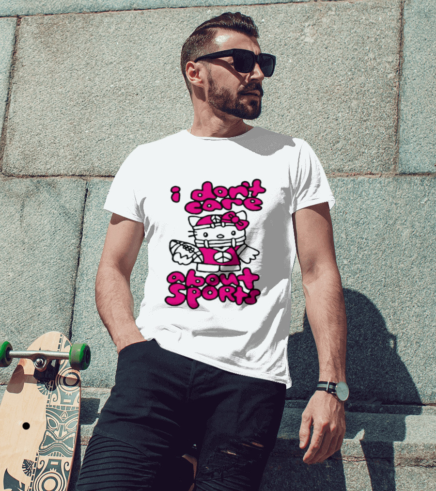 Hello Kitty I Don't Care About Sports Playful Attitude T-Shirt