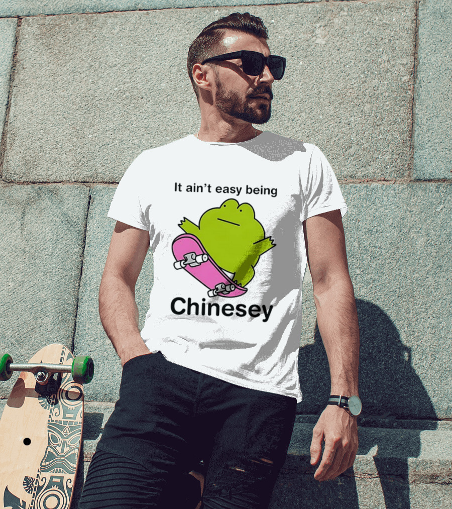 It Ain't Easy Being Chinesey Kawaii Frog On Skateboard T-Shirt