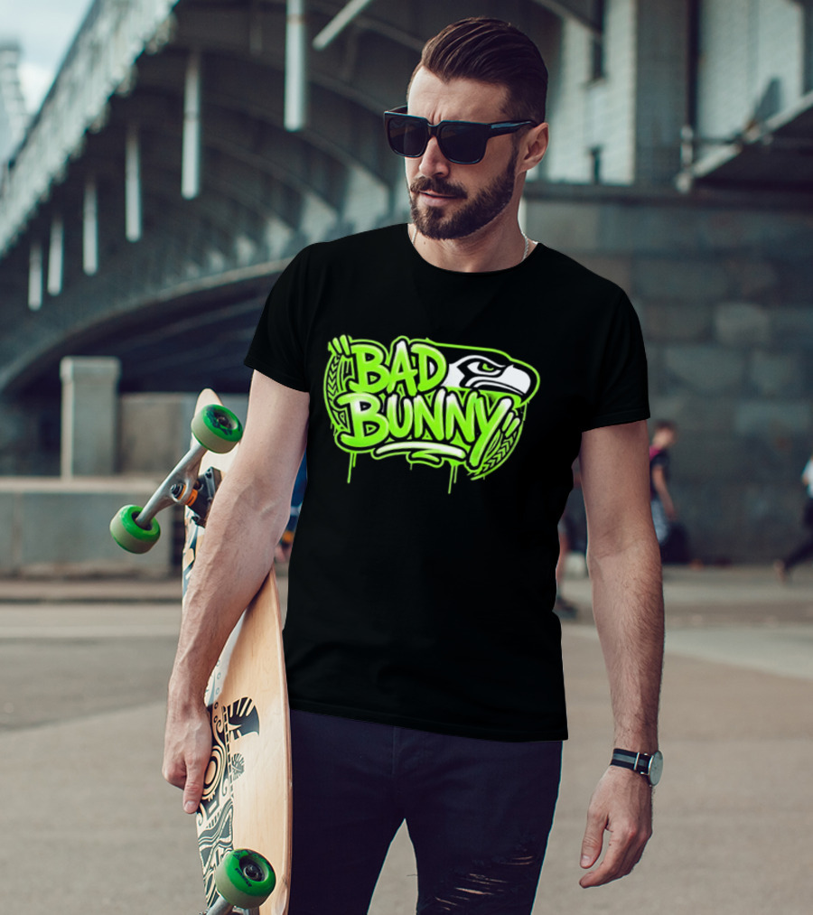 Bad Bunny Seattle Seahawks Team Collaboration T-Shirt