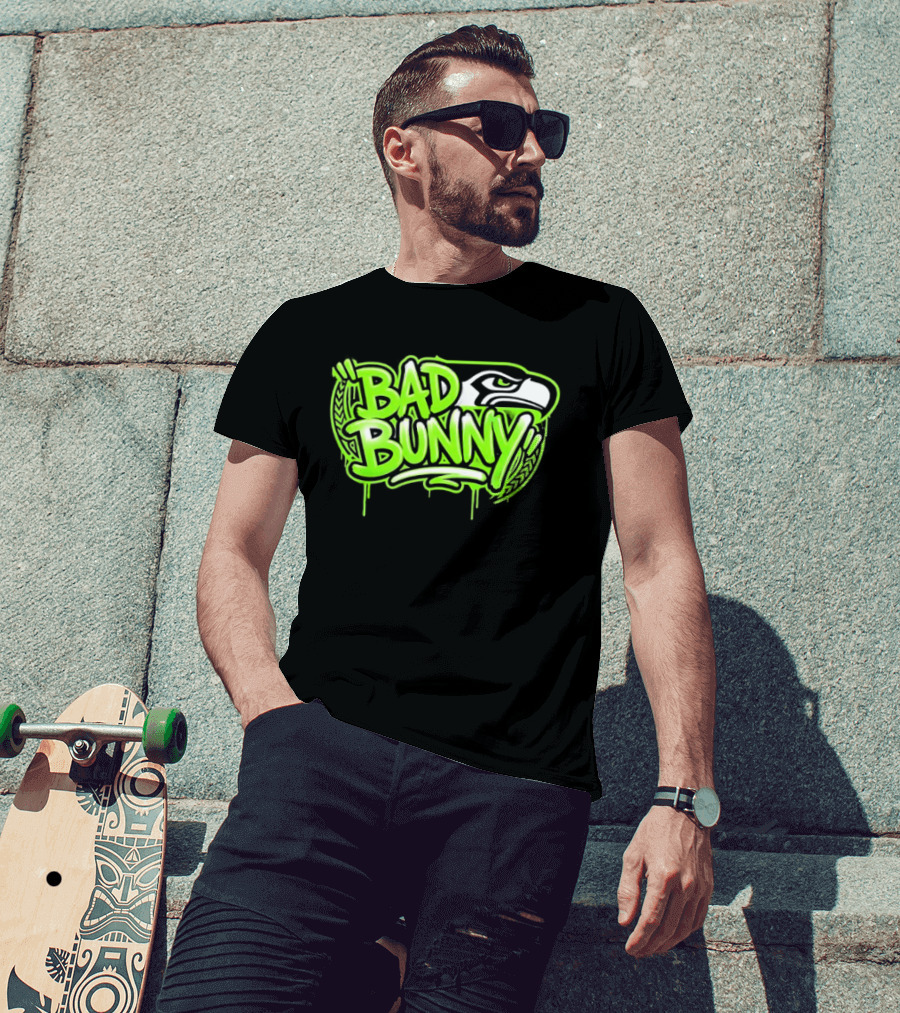 Bad Bunny Seattle Seahawks Team Collaboration T-Shirt