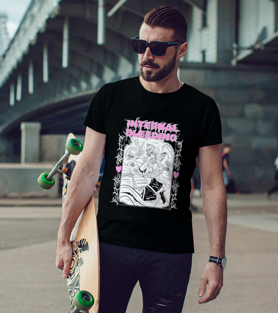 Internal Bleeding Anime Pastel Aesthetic Manga Style Hearts T-Shirt