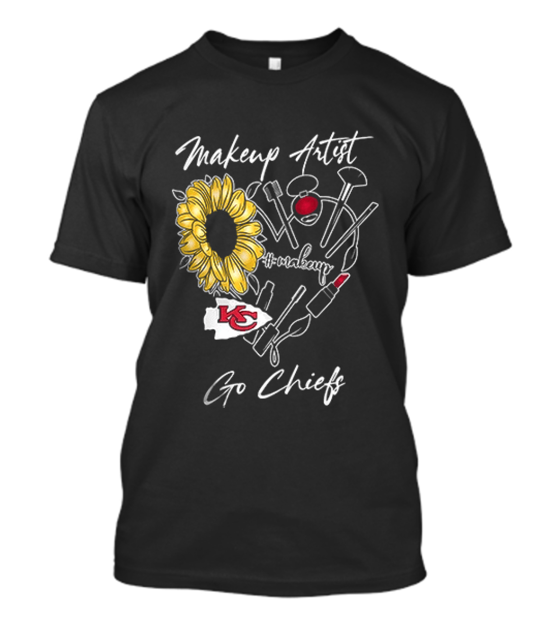 Kansas City Chiefs Makeup Artist Go Chiefs Sunflower Heart T-Shirt