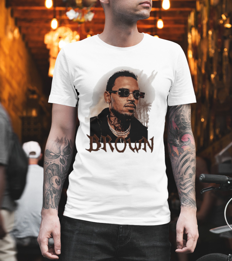 Chris Brown Highline Urban Style Sunglasses and Tattoos T-Shirt