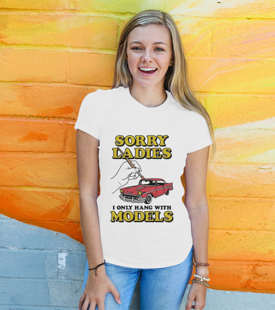 Sorry Ladies I Only Hang With Car Models Vintage Red Classic Car Painting T-Shirt