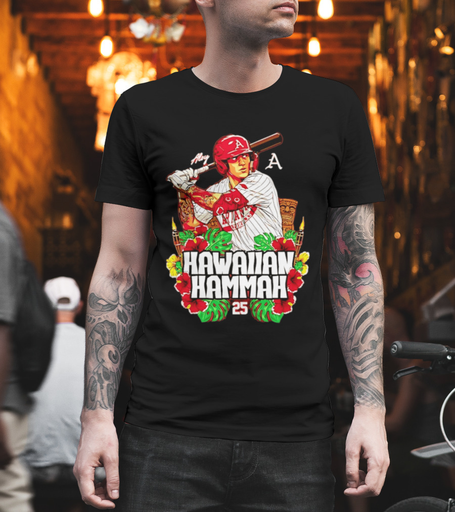 Aloy Hawaiian Hammah Arkansas Baseball 25 Caricature NCAA T-Shirt