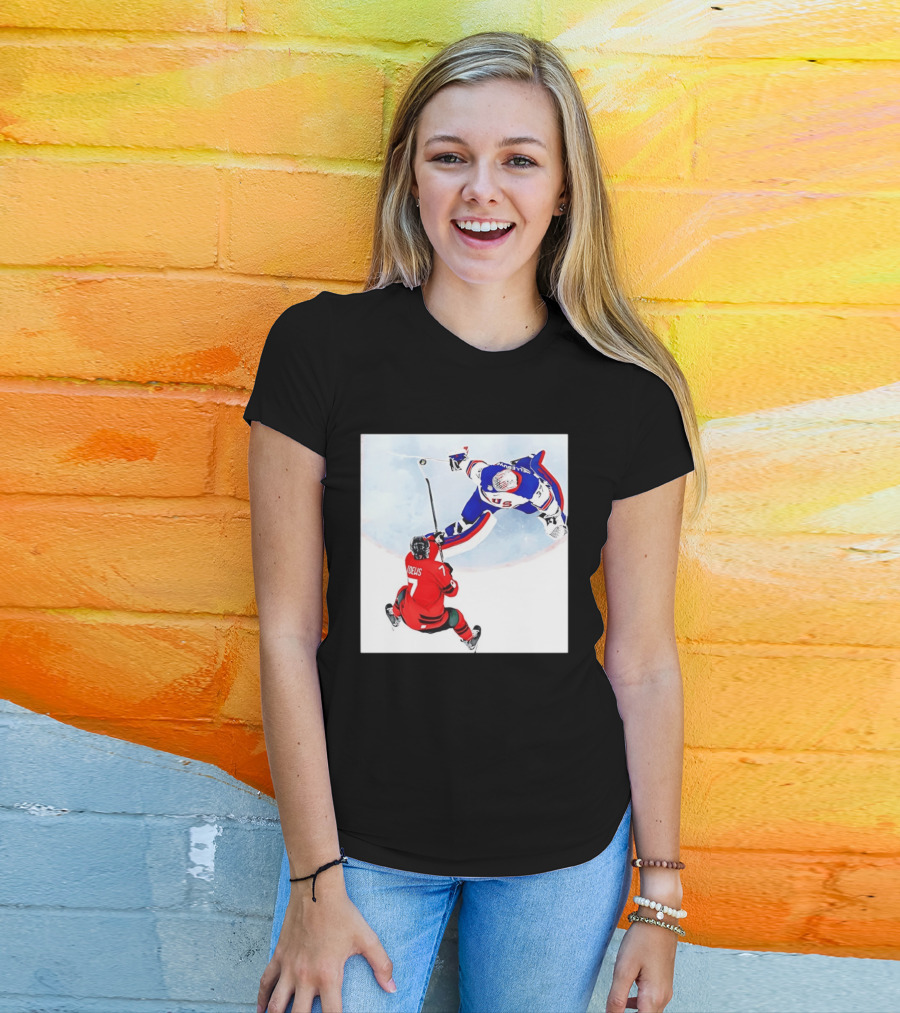 Connor Hellebuyck USA Goalie Save Hockey Match T-Shirt
