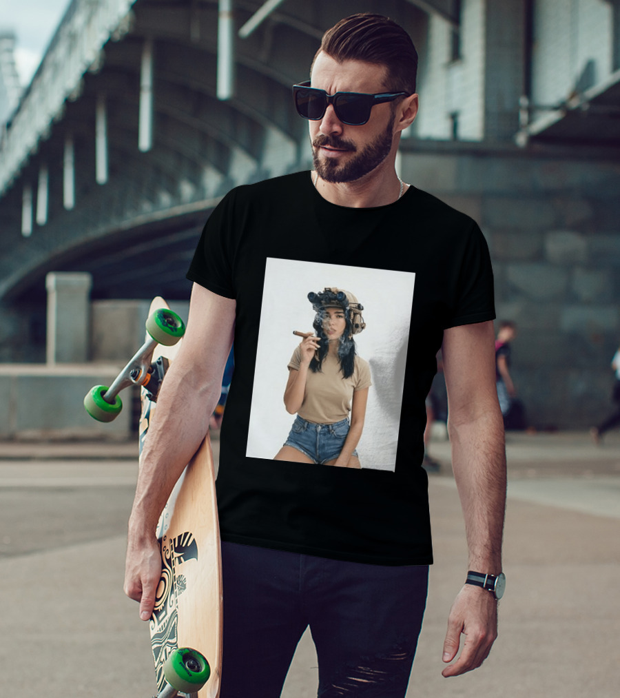 D Lipa Smoking Cigar Night Vision Helmet Aesthetic T-Shirt