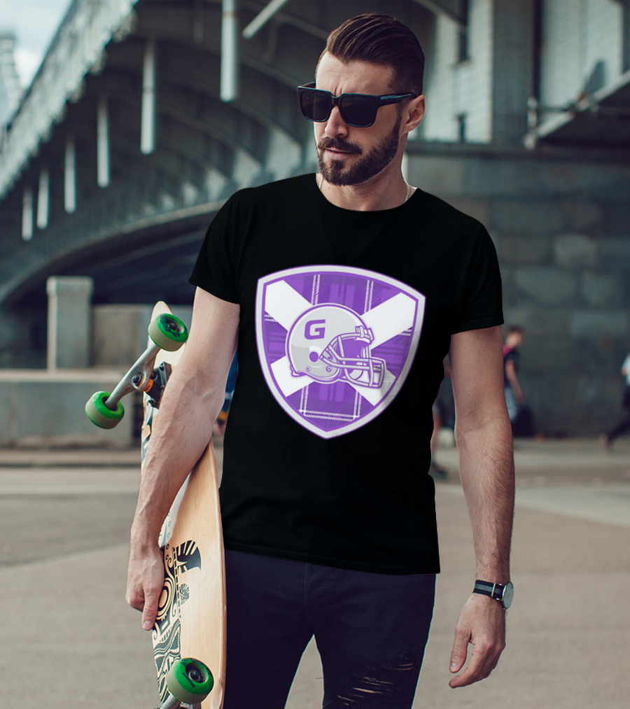 Glasgow Tartan Football Helmet Badge With St. Andrew's Cross T-Shirt