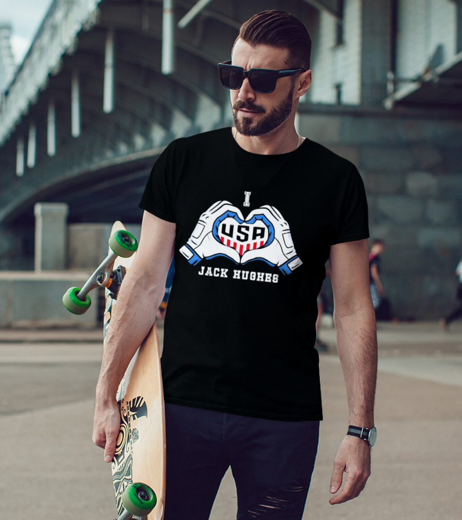 I Love USA Jack Hughes Hockey Fan Winner T-Shirt