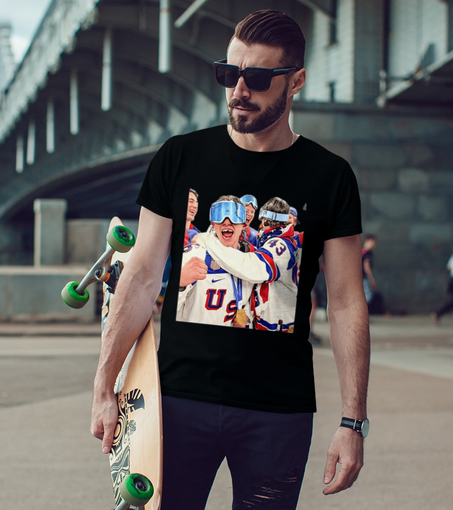 USA Hockey Gold Medal Celebration Jack Hughes Team USA 2026 T-Shirt
