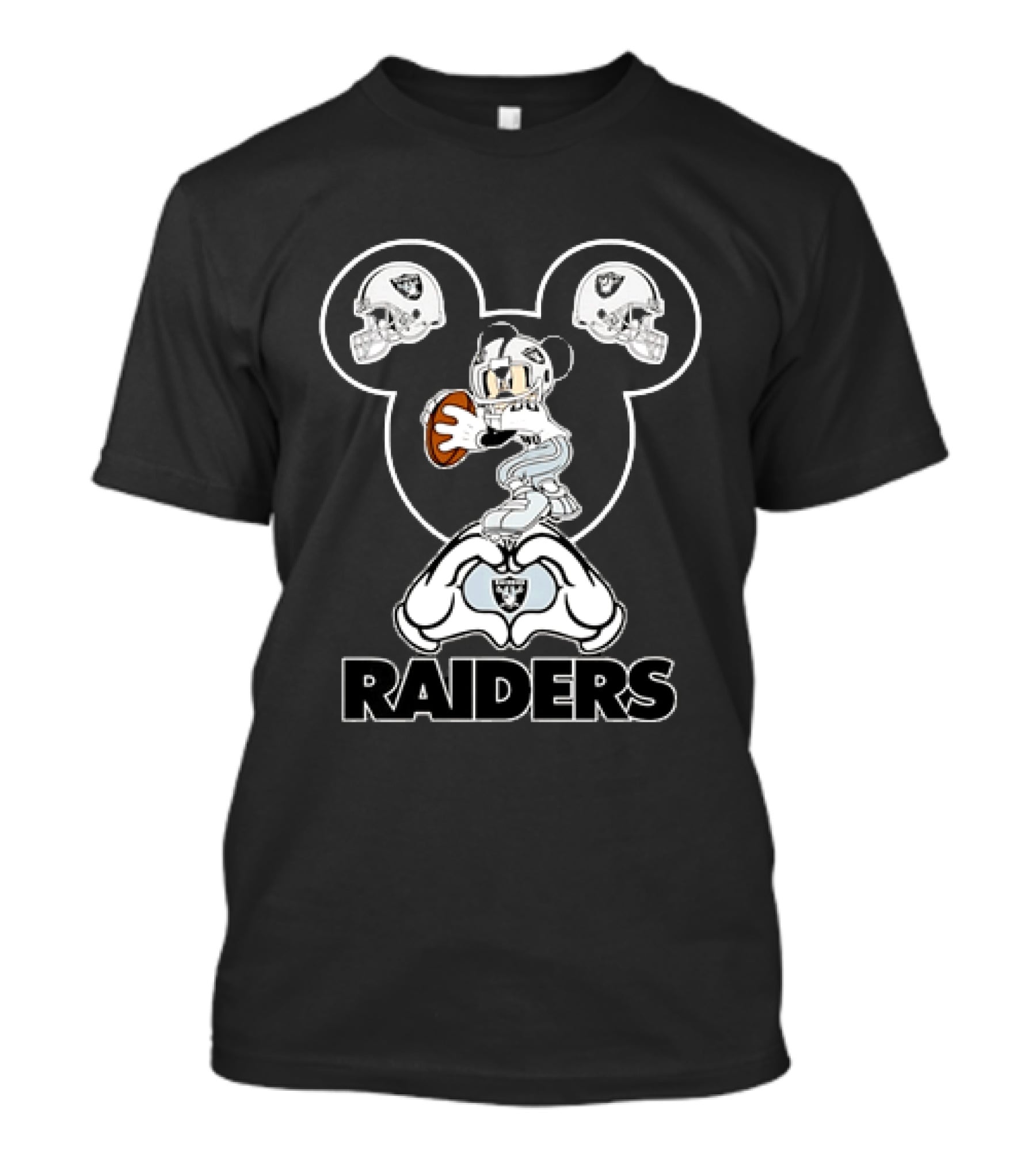 Las Vegas Raiders Mickey Mouse Football Heart Hands Helmet T-Shirt