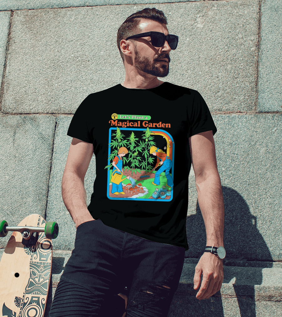 Let's Plant A Magical Garden Children Steven Rhodes Retro Gardening Adventure T-Shirt