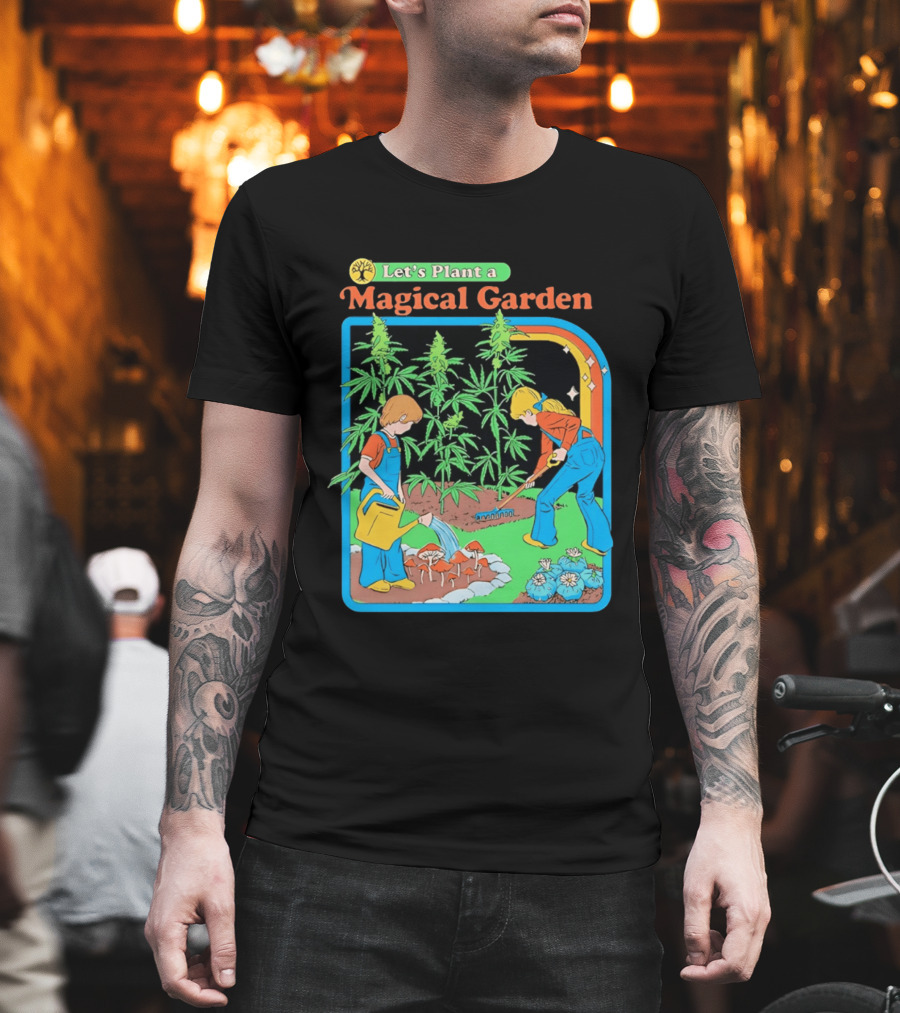 Let's Plant A Magical Garden Children Steven Rhodes Retro Gardening Adventure T-Shirt