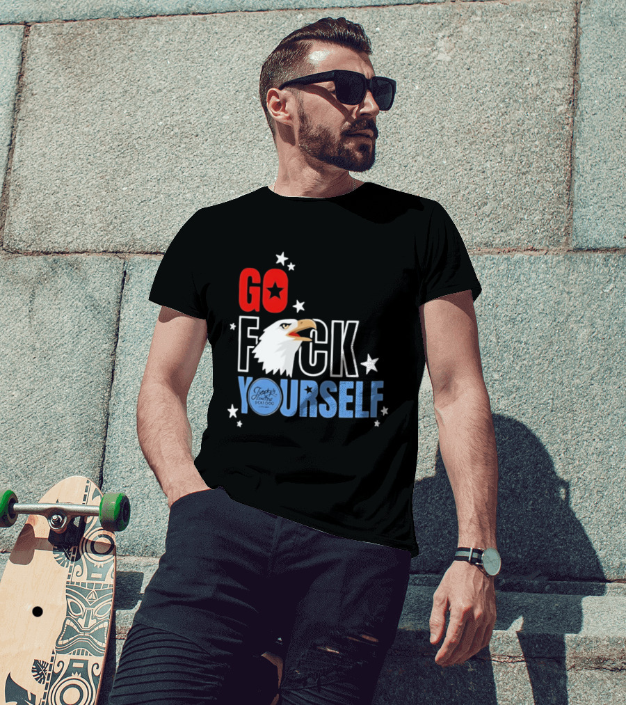 Jimmys Famous Seafood Go F Yourself Bald Eagle Stars T-Shirt