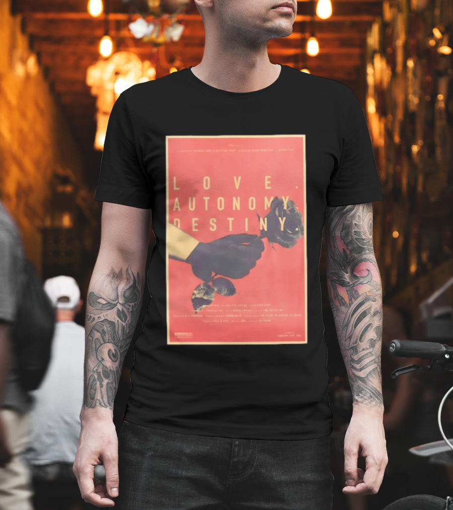 Love Autonomy Destiny Electric Dream Battery February 14th 2024 Hand Holding Flower T-Shirt