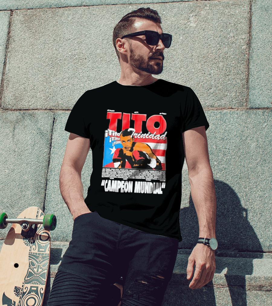 Tito Trinidad Campeon Mundial Puerto Rican Flag Boxing Legend T-Shirt