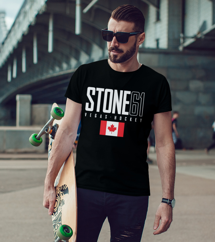 Vegas Hockey Stone 61 Canada Flag T-Shirt