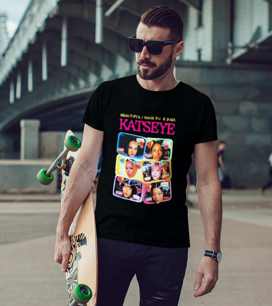 Beautiful Chaos Tour 2025 Katseye Selfie Expressive Portraits 90s Pop T-Shirt