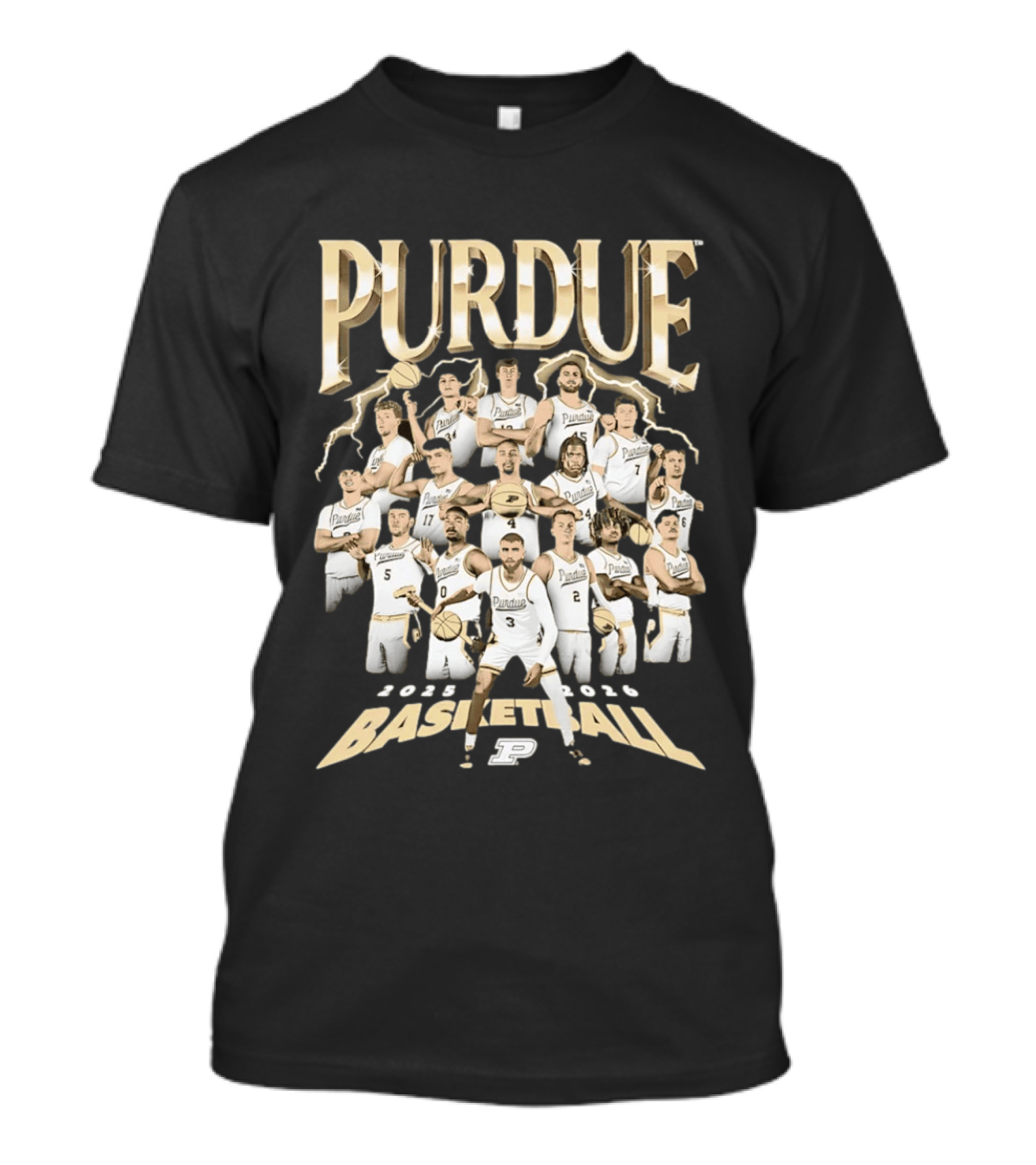 Purdue Boilermakers 2025 2026 Basketball Team Players Collage T-Shirt