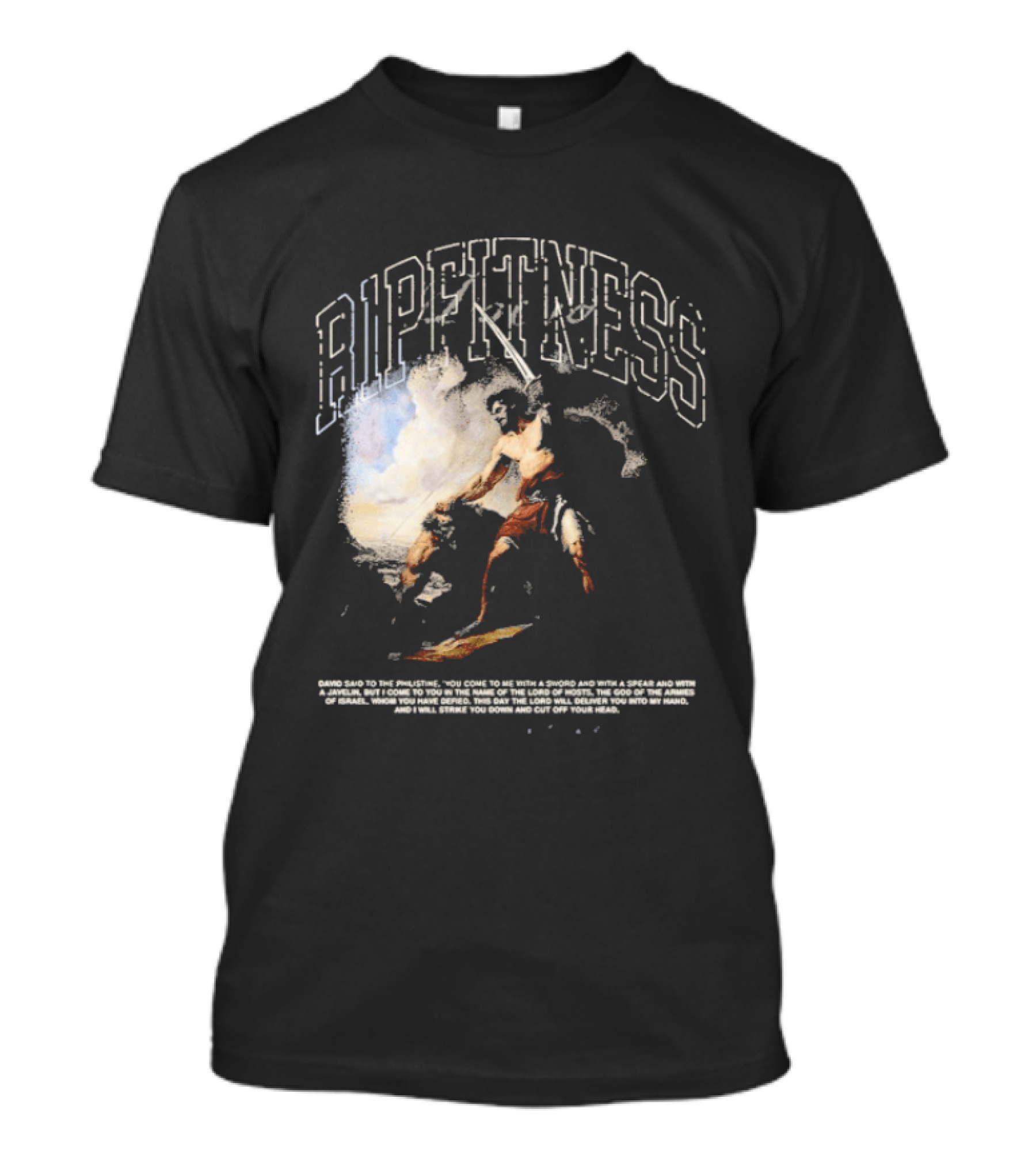 R1pfitness David The Shepherd King Michelangelo Biblical Warrior T-Shirt