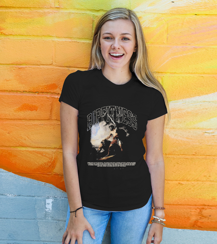 R1pfitness David The Shepherd King Michelangelo Biblical Warrior T-Shirt