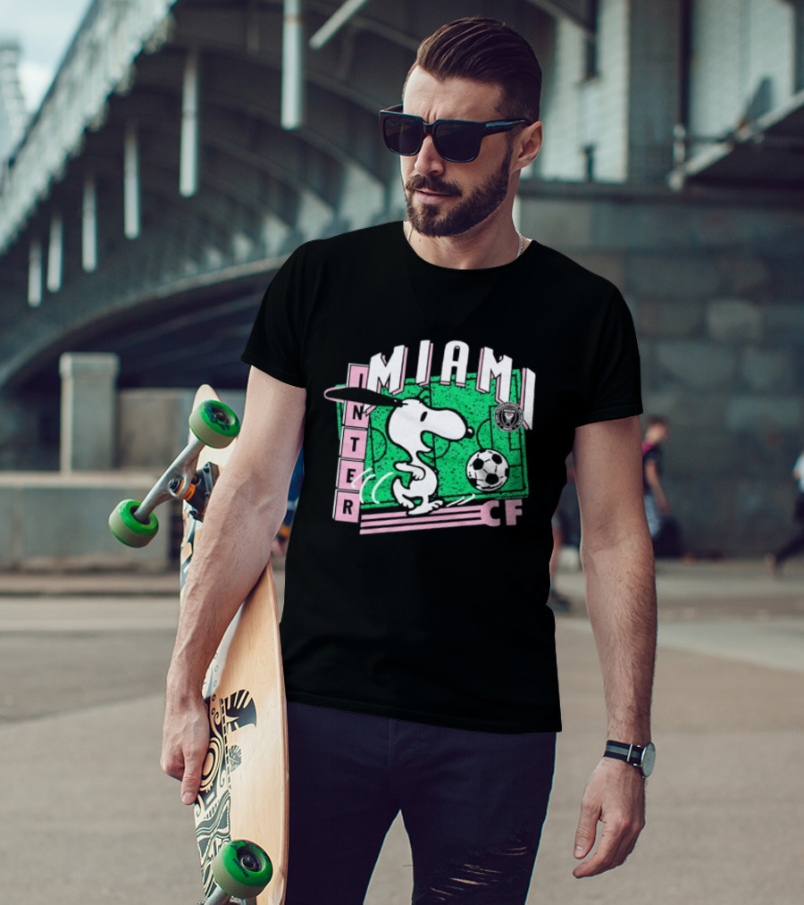 Inter Miami CF Snoopy Soccer Peanuts Collaboration T-Shirt