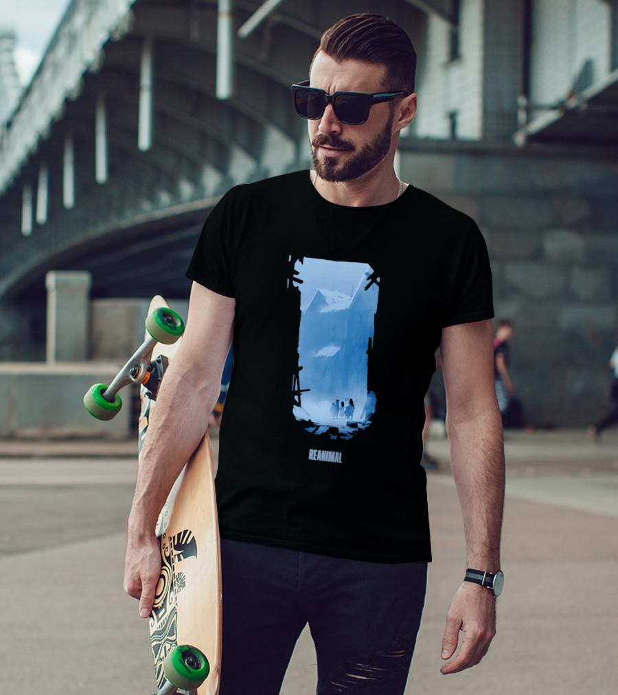 Reanimal Gate Snowy Mountain Scene With Penguins T-Shirt