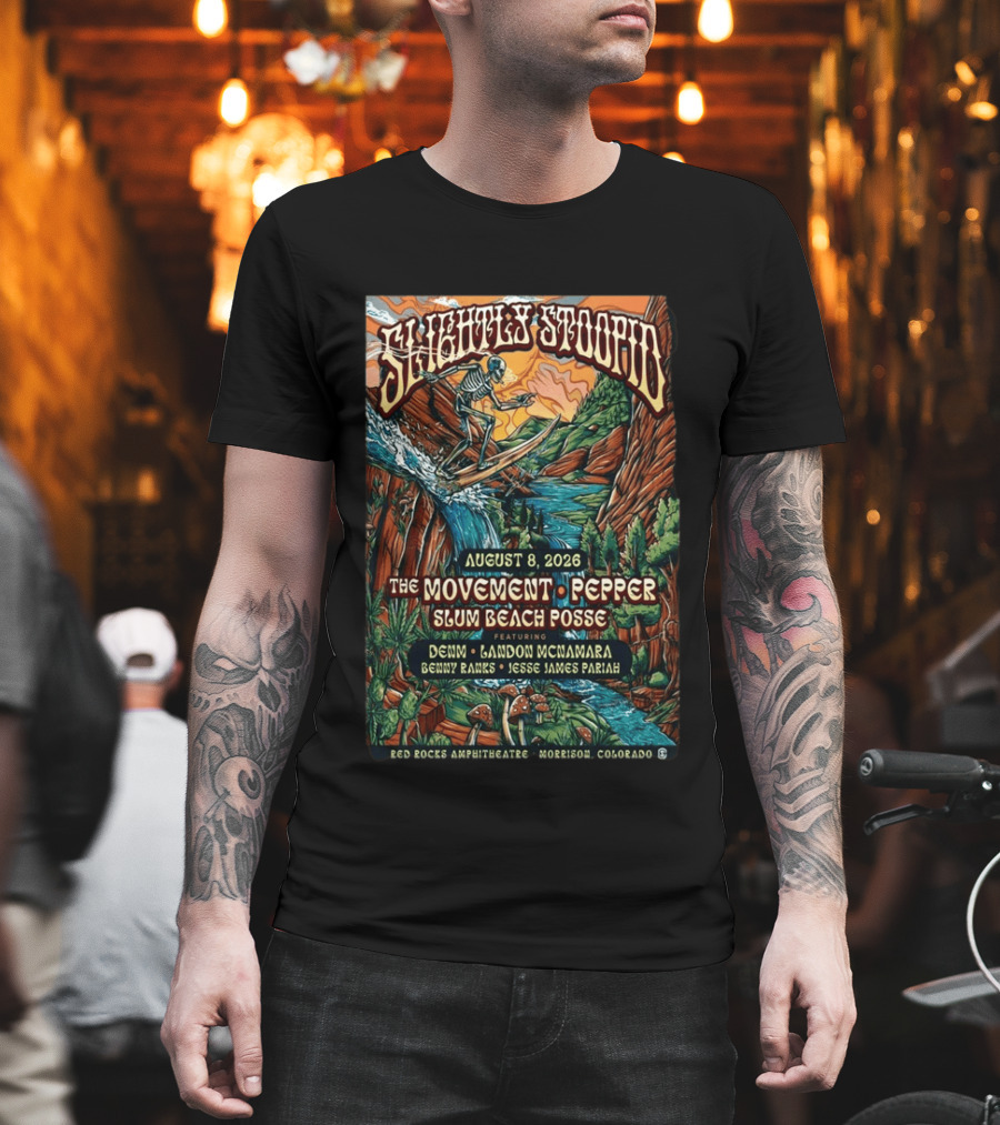Slightly Stoopid Concert August 8 2026 Red Rocks Amphitheatre Featuring The Movement Pepper Slum Beach Posse Morrison CO T-Shirt