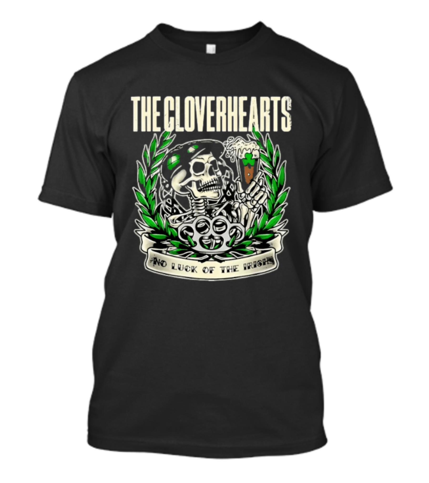 The Cloverhearts No Luck Of The Irish Skull And Beer Crest T-Shirt
