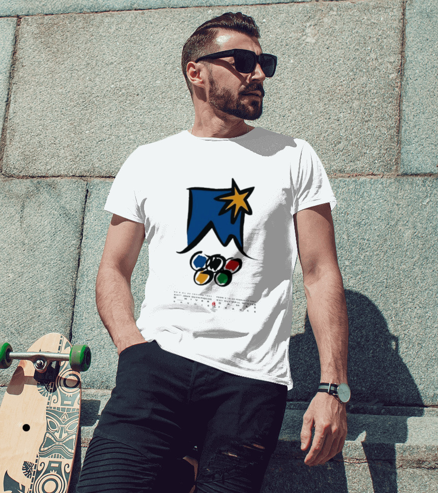 1992 Albertville Winter Olympics Star Emblem And Rings T-Shirt