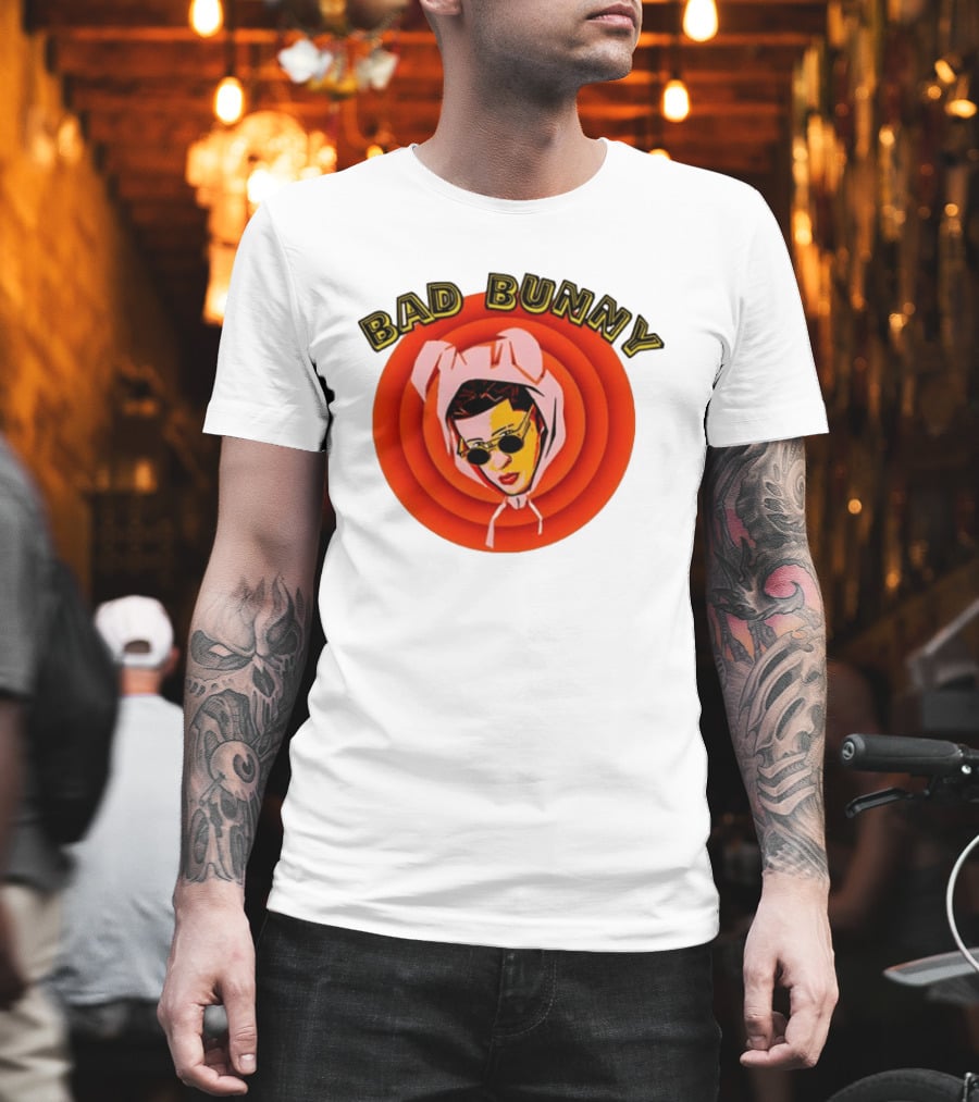 Bad Bunny Style Cartoon Character Image T-Shirt