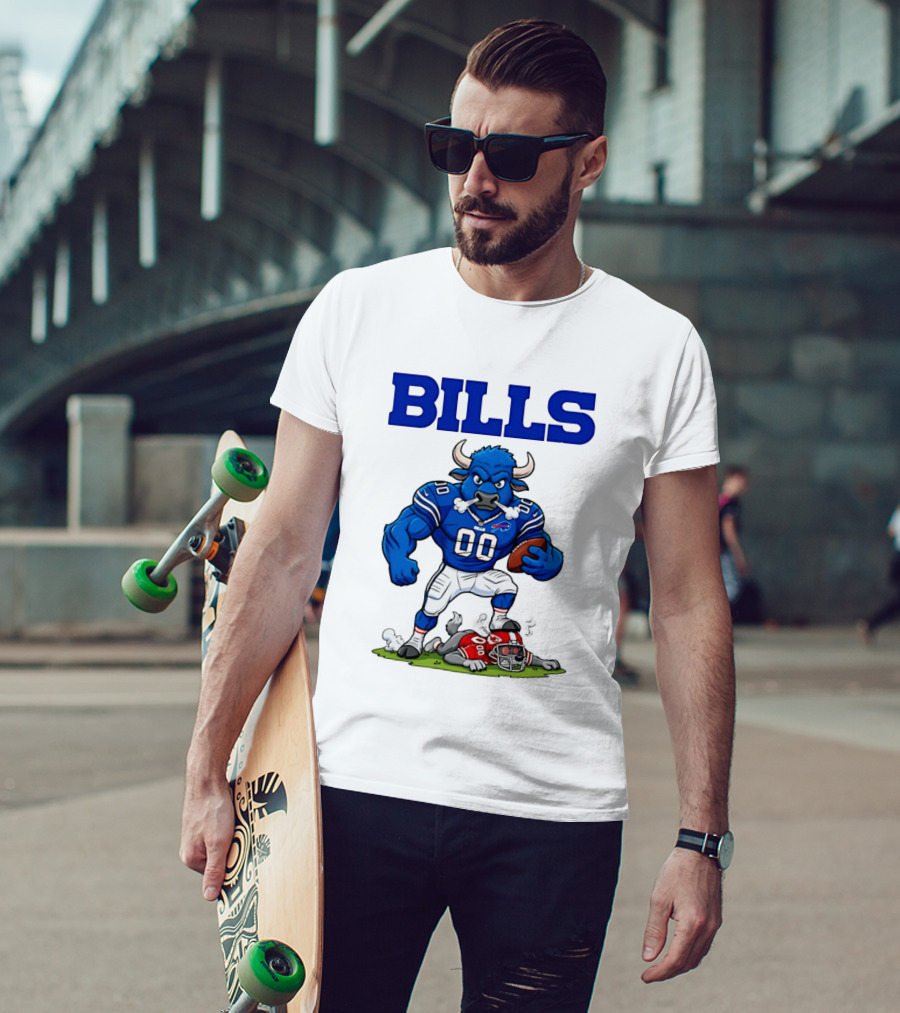 Buffalo Bills Mascot Defeats Kansas City Chiefs Rivalry NFL Football T-Shirt