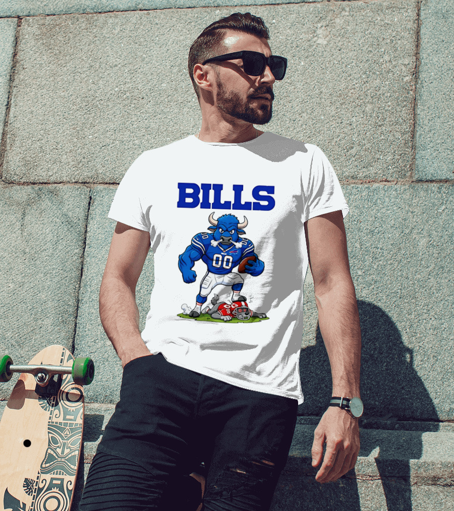 Buffalo Bills Mascot Defeats Kansas City Chiefs Rivalry NFL Football T-Shirt