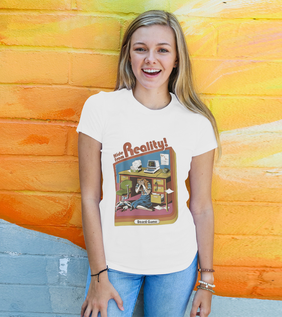 Hide From Reality Retro Office Board Game Escape T-Shirt