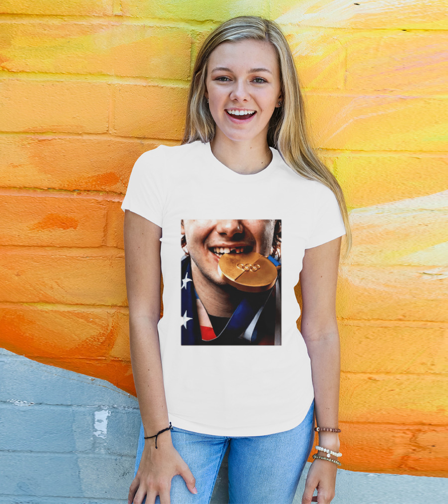 Jack Hughes Teeth Gold Medal 2026 Milano Cortina Winter Olympics T-Shirt