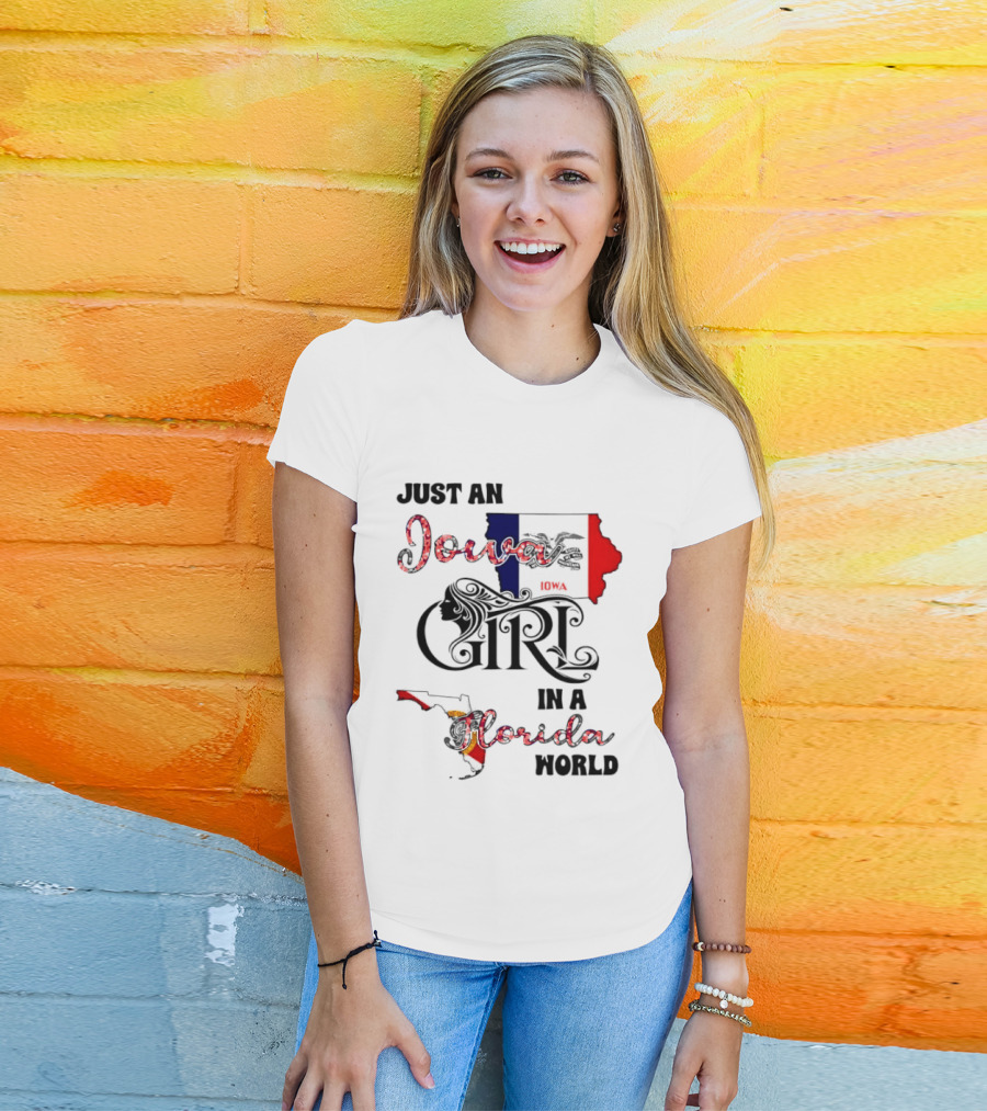 Just An Iowa Girl In A Florida World Map Highlight T-Shirt