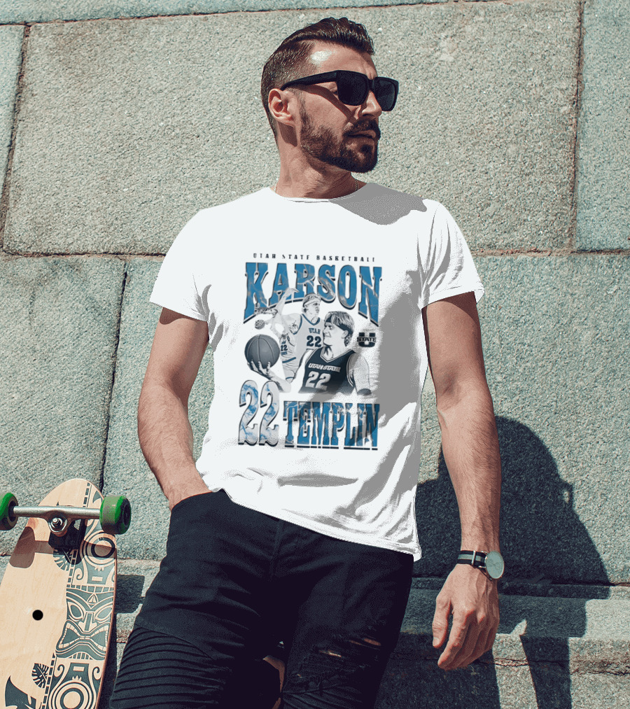 Utah State Basketball Karson Templin 22 Utah State Aggies T-Shirt