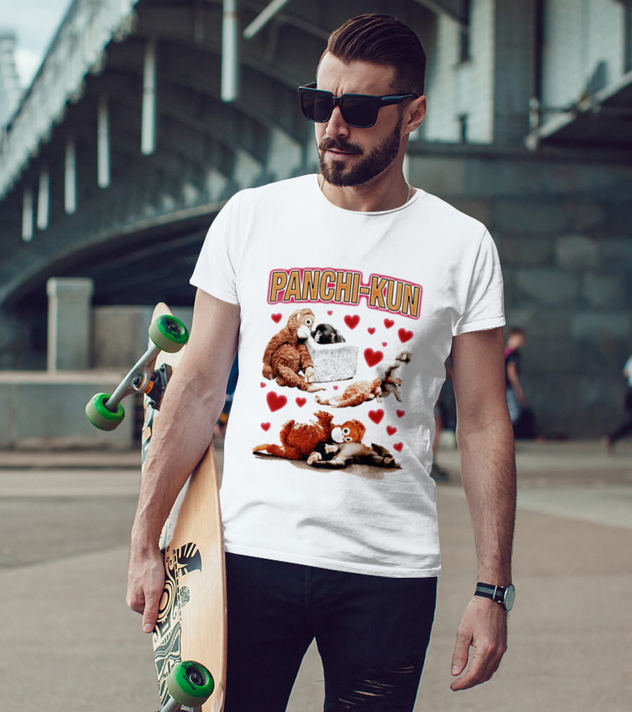 Panchi Kun Monkey Plush Love Hearts T-Shirt