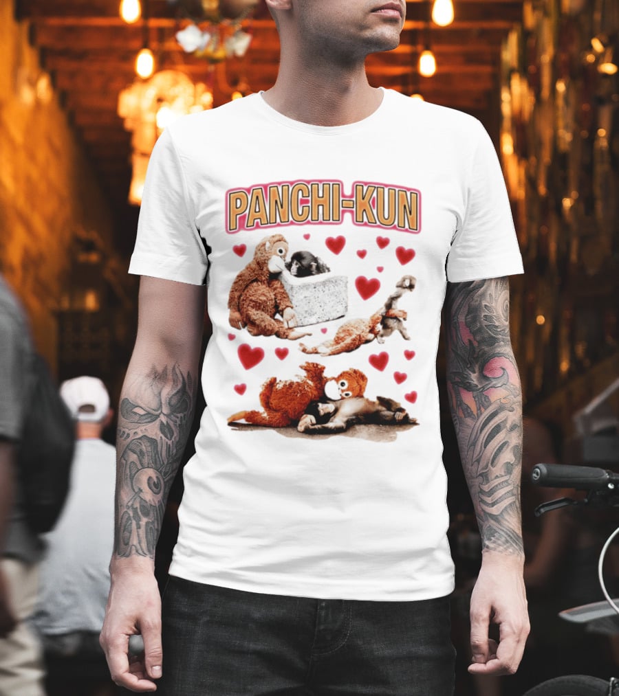 Panchi Kun Monkey Plush Love Hearts T-Shirt