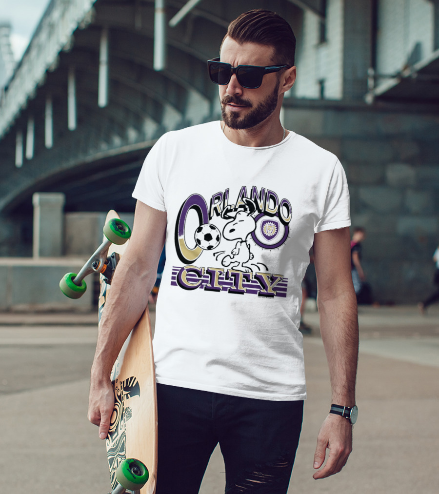 Peanuts Snoopy Orlando City Soccerball Logo Cartoon Collaboration T-Shirt
